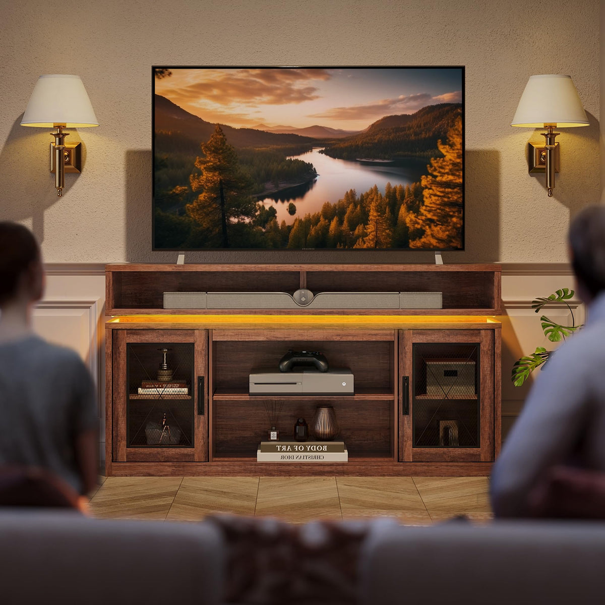 Brown TV Stand with LED T8445