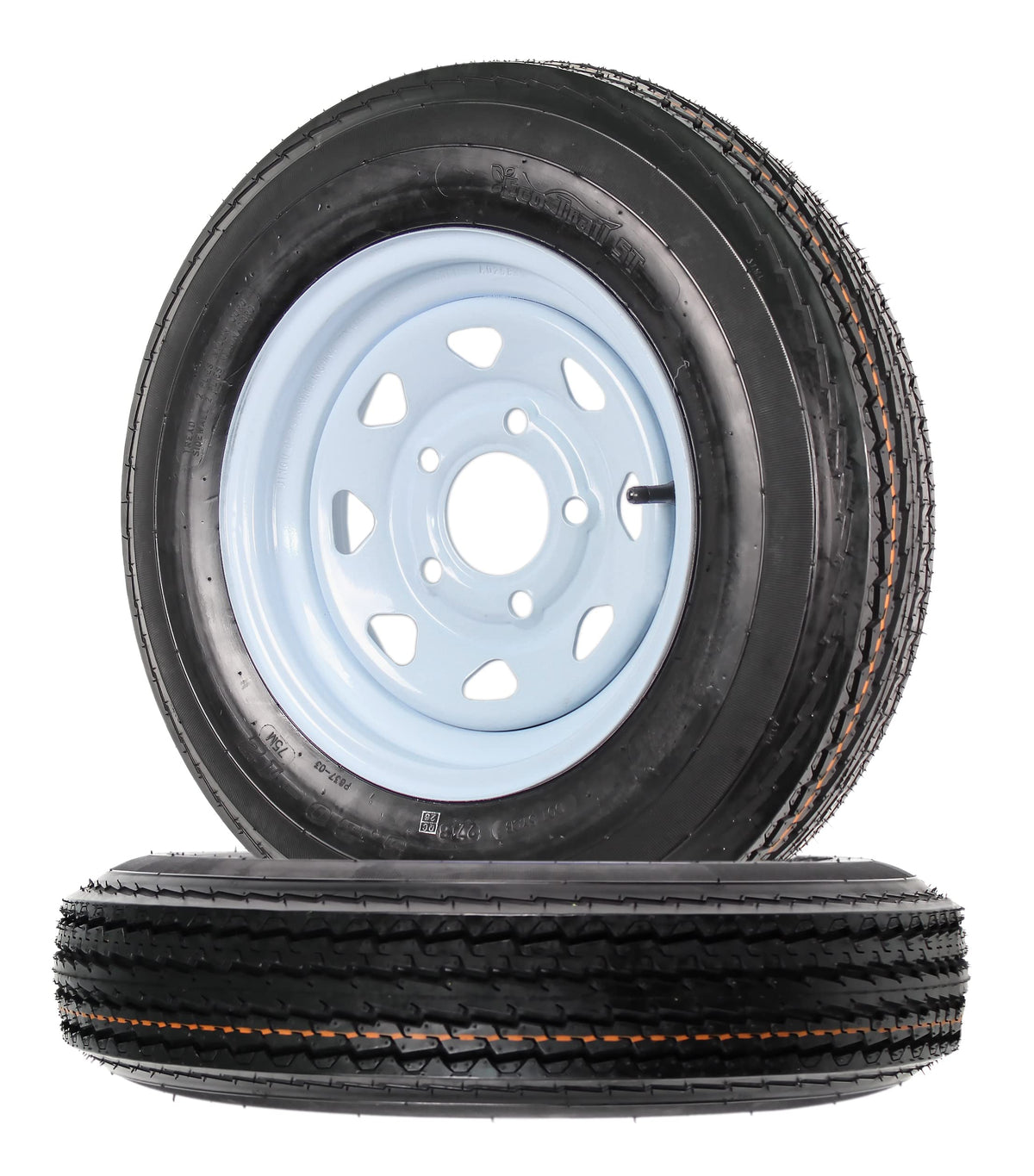 2-Pack Trailer Tire Rim Assembly 5.30-12 5 Lug White LRC V2892