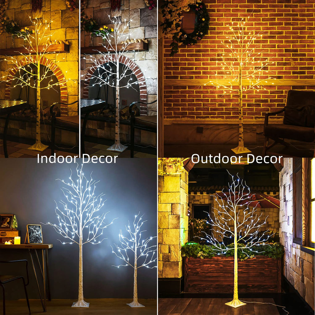 6ft 96LED Lighted Artificial Birch Tree with 9 Modes Timer X742