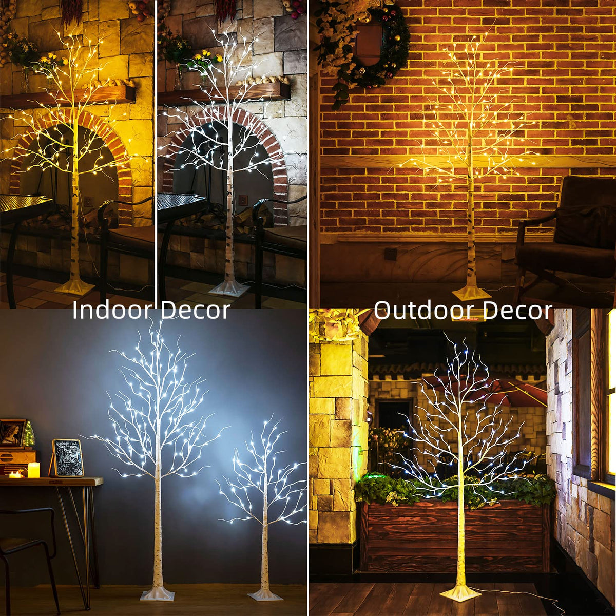 6ft 96LED Lighted Artificial Birch Tree with 9 Modes Timer X742