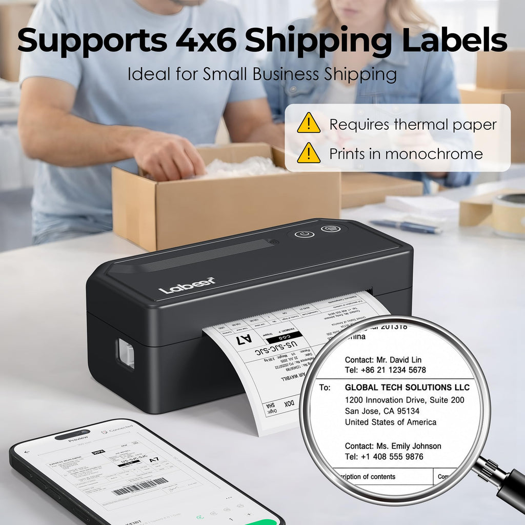 Bluetooth Thermal Shipping Label Printer Black F1901