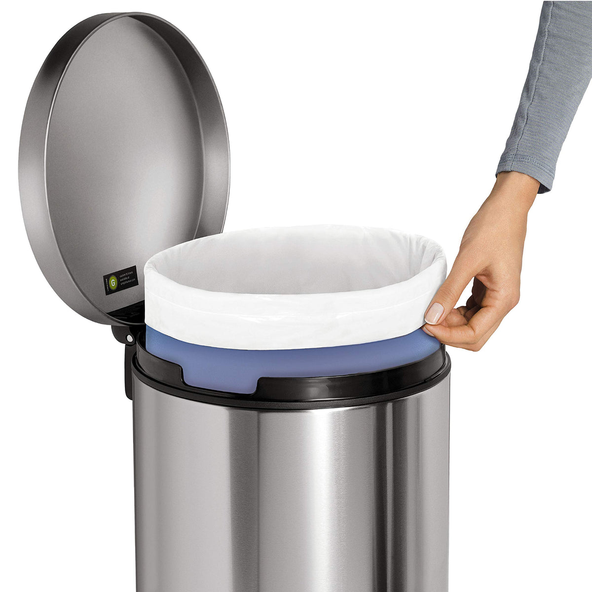 30L Brushed Stainless Steel Round Step Trash Can L966136