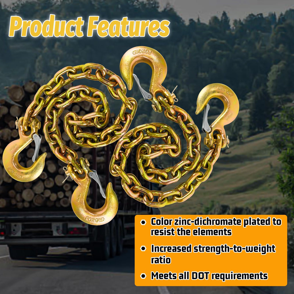 3/8"x36" Galvanized Trailer Safety Chains with Hooks, 2-Pack M882