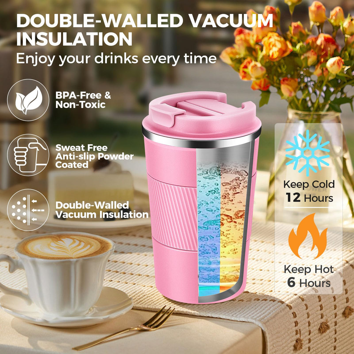 13 oz Stainless Steel Insulated Travel Coffee Mug 2 Pack Z304