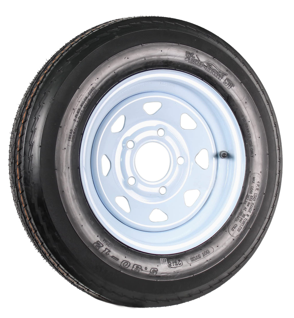 2-Pack Trailer Tire Rim Assembly 5.30-12 5 Lug White LRC V2892
