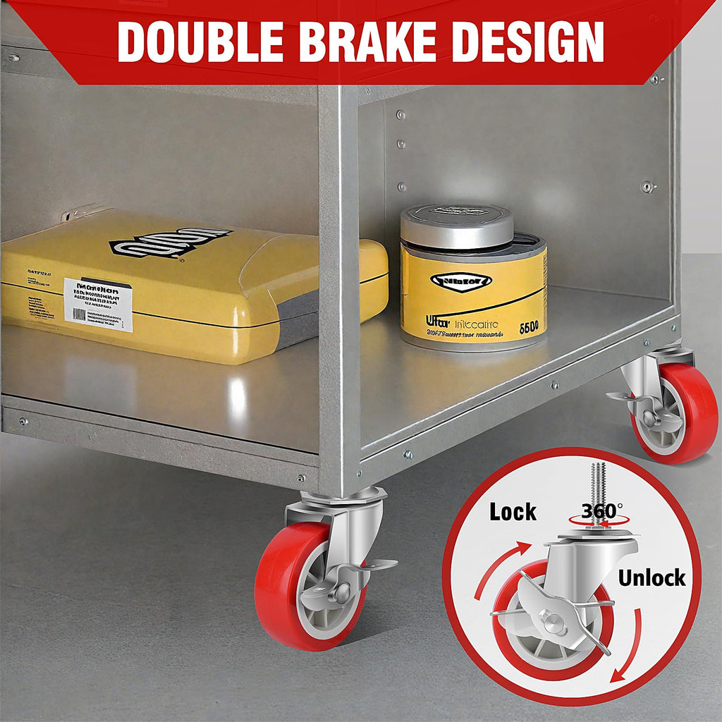 3 Inch Heavy Duty Stem Casters Swivel Wheels with Brake, Set of 4 A8691