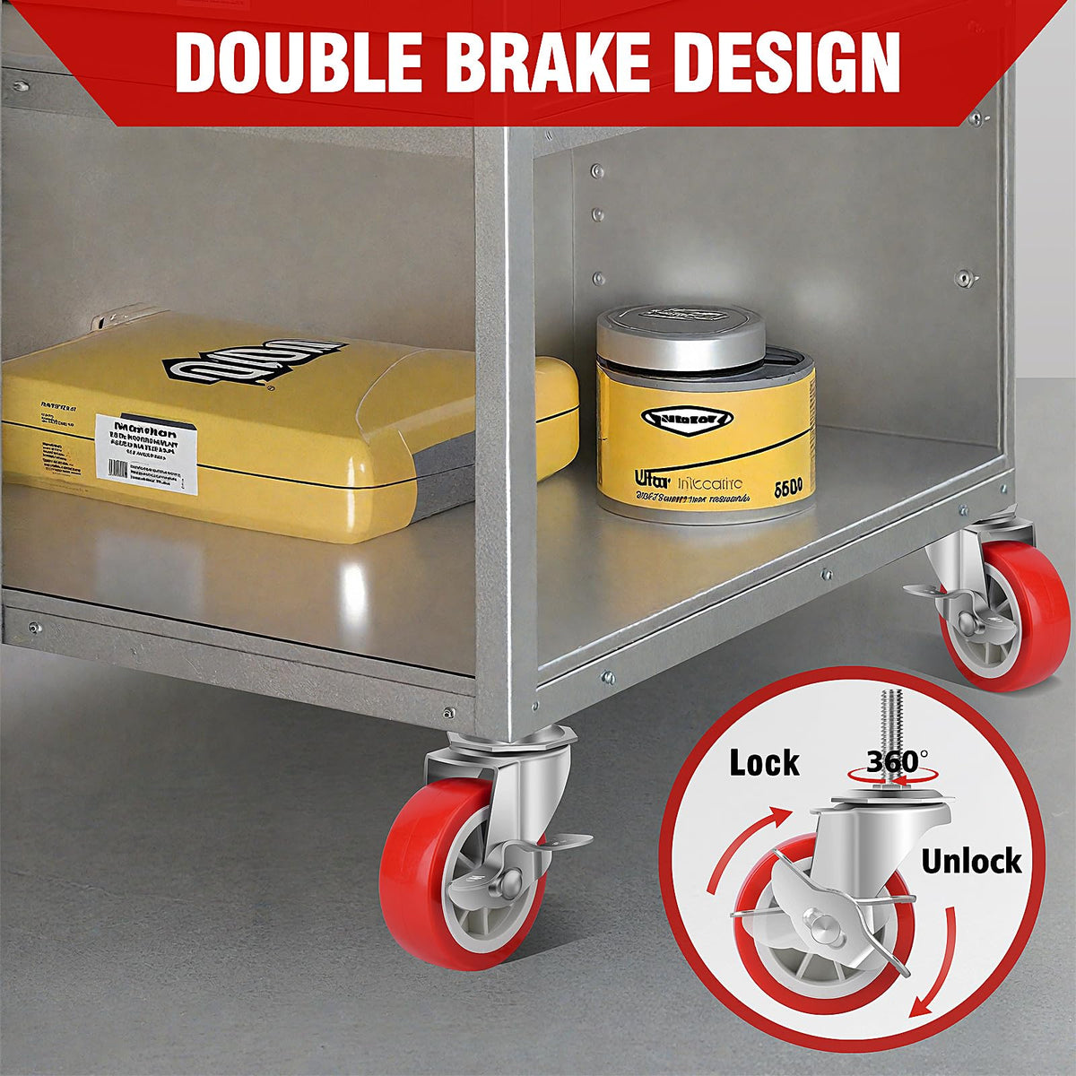 3 Inch Heavy Duty Stem Casters Swivel Wheels with Brake, Set of 4 A8691