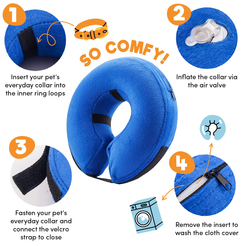 Inflatable Dog Cone Collar Alternative Large Blue N427