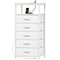White 5 Drawer Dresser with Charging Station P93133