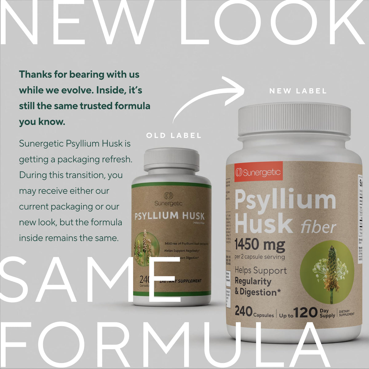 Psyllium Husk Fiber Supplement 1450mg 240 Capsules L93508