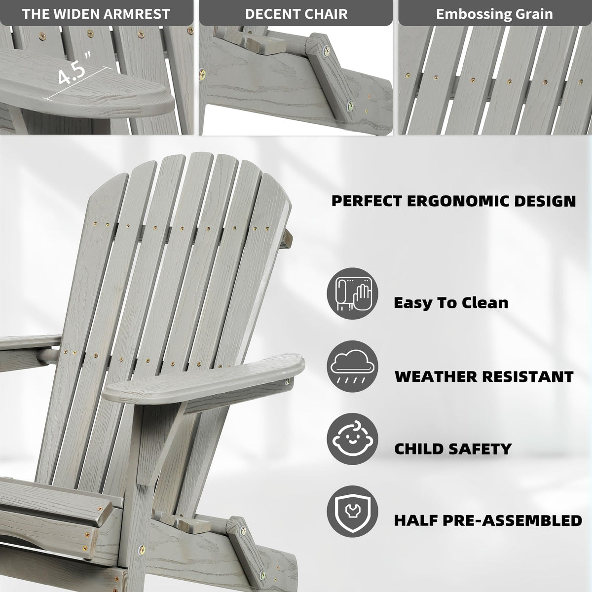 Wood Folding Adirondack Chair Set of 2 Solid Cedar A67462