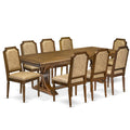 9 Piece Kitchen Table Set with 8 Beige Polyester Fabric Chairs D10092