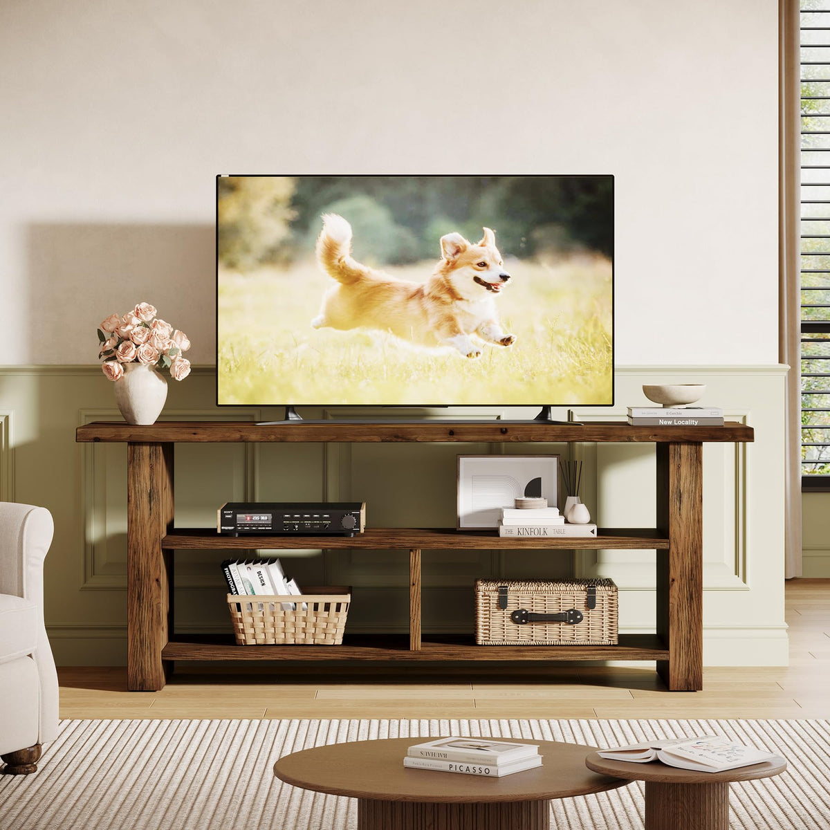 Dark Brown Solid Wood TV Stand N20556