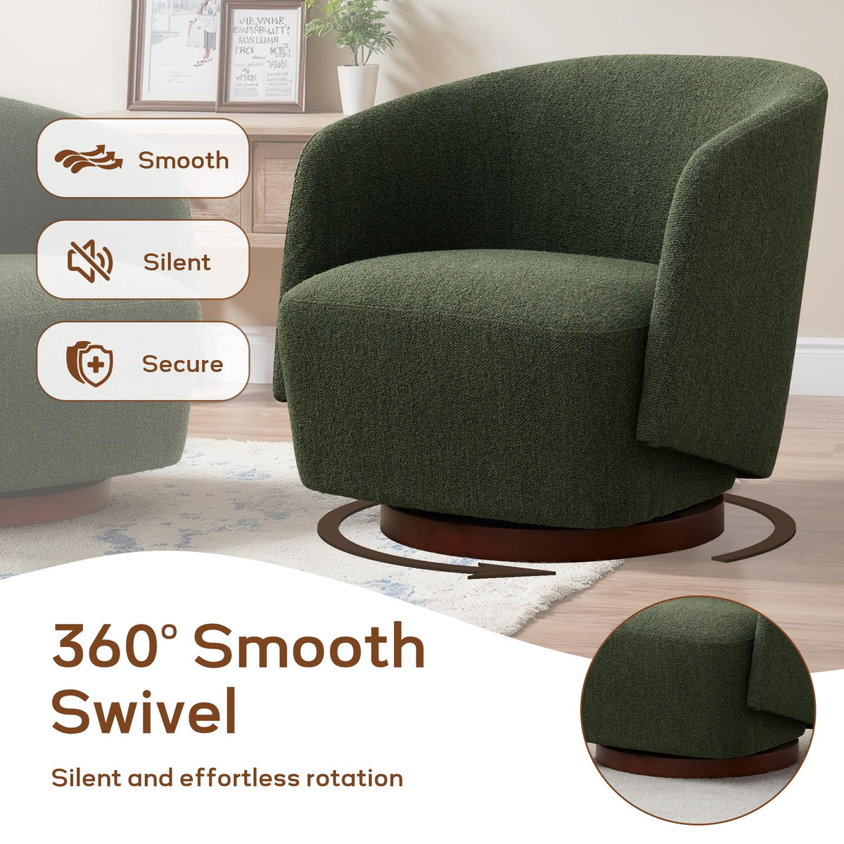 Boucle Swivel Accent Chairs Set of 2 Green K531452