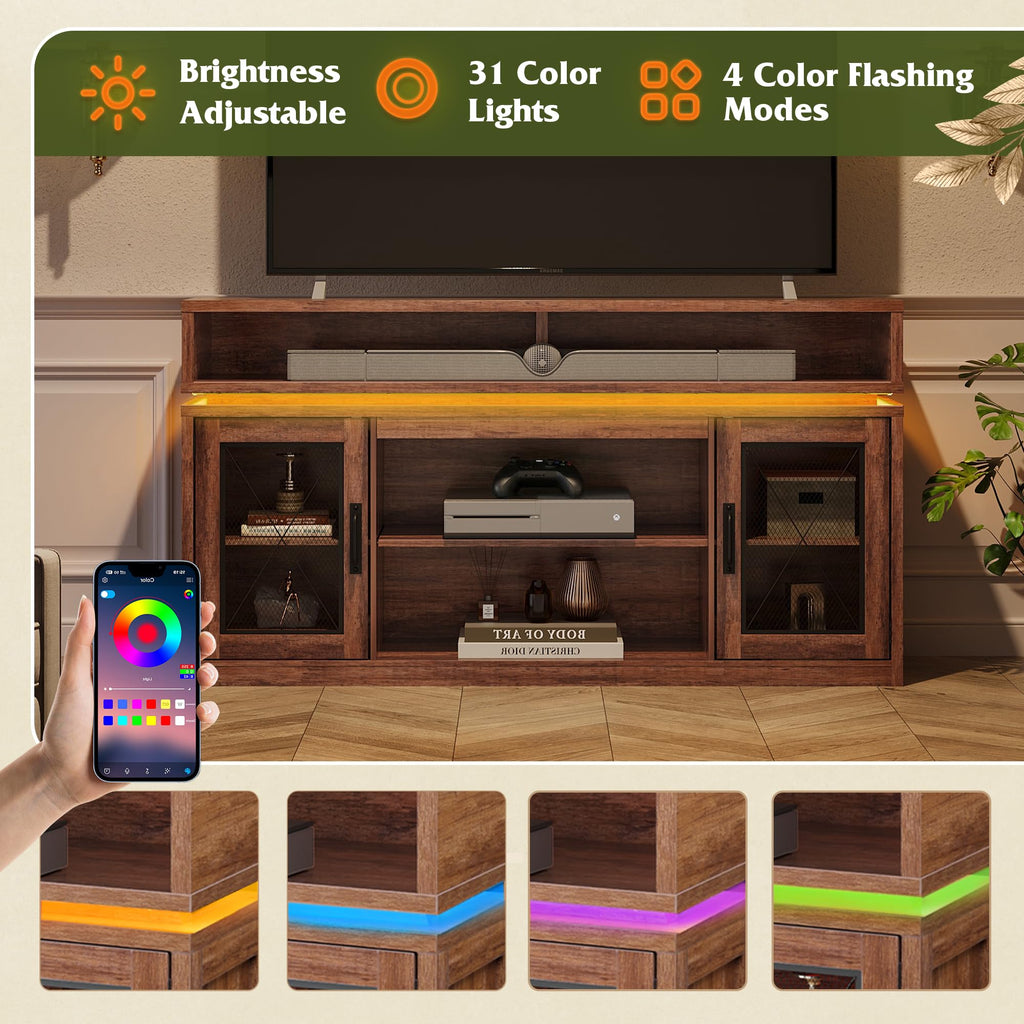 Brown TV Stand with LED T8445