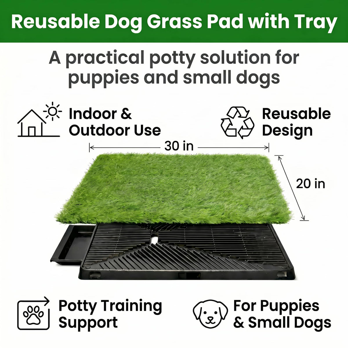 Dog Potty Grass Pads, 2 Pack, 25 x 20 in Turf B8883