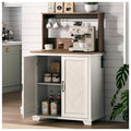White Coffee Bar Cabinet with Storage and Charging B575