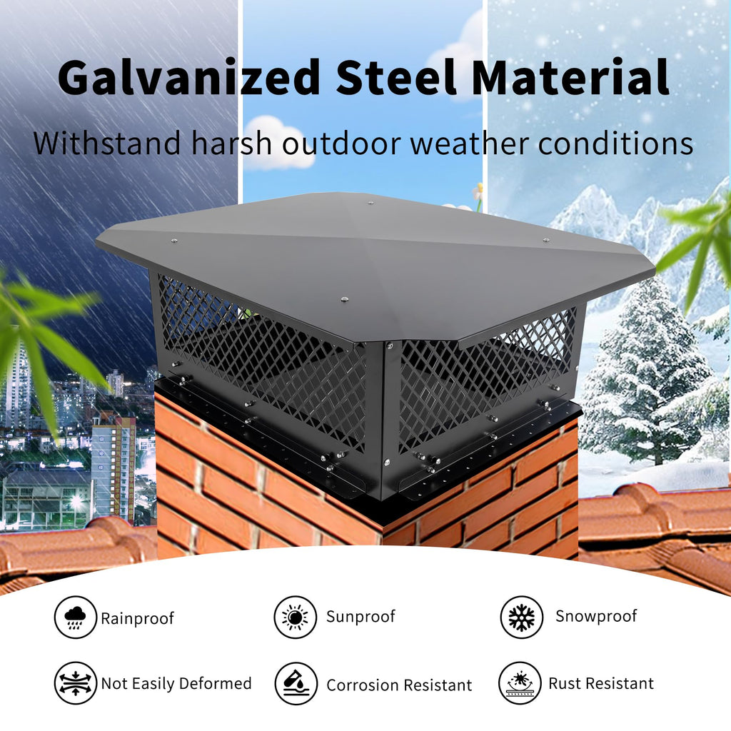 Black Galvanized Steel Chimney Cap J854926