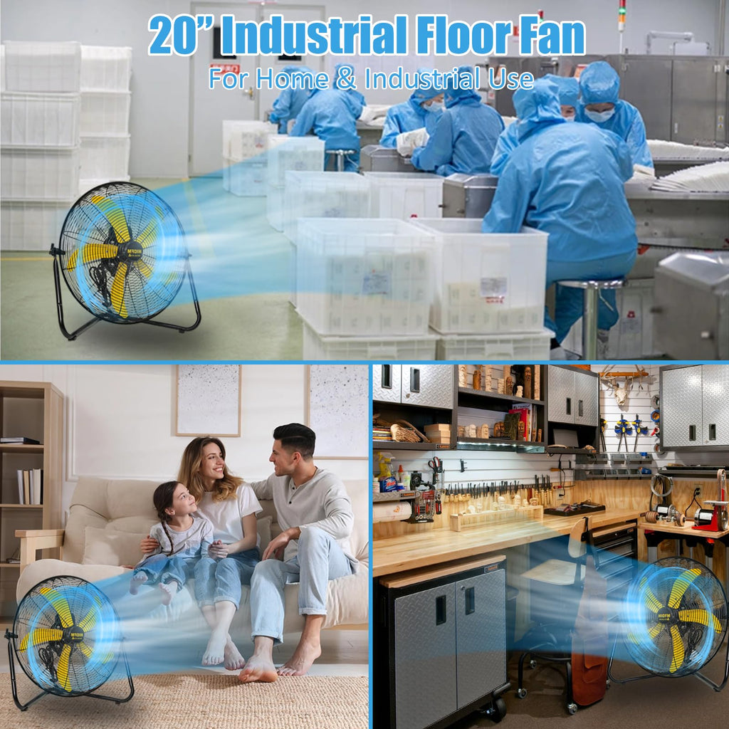 2 Pcs 20-inch 5300 CFM High Velocity Metal Floor Fan F476447
