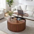 Fluted Round Lift Top Coffee Table with Storage T186