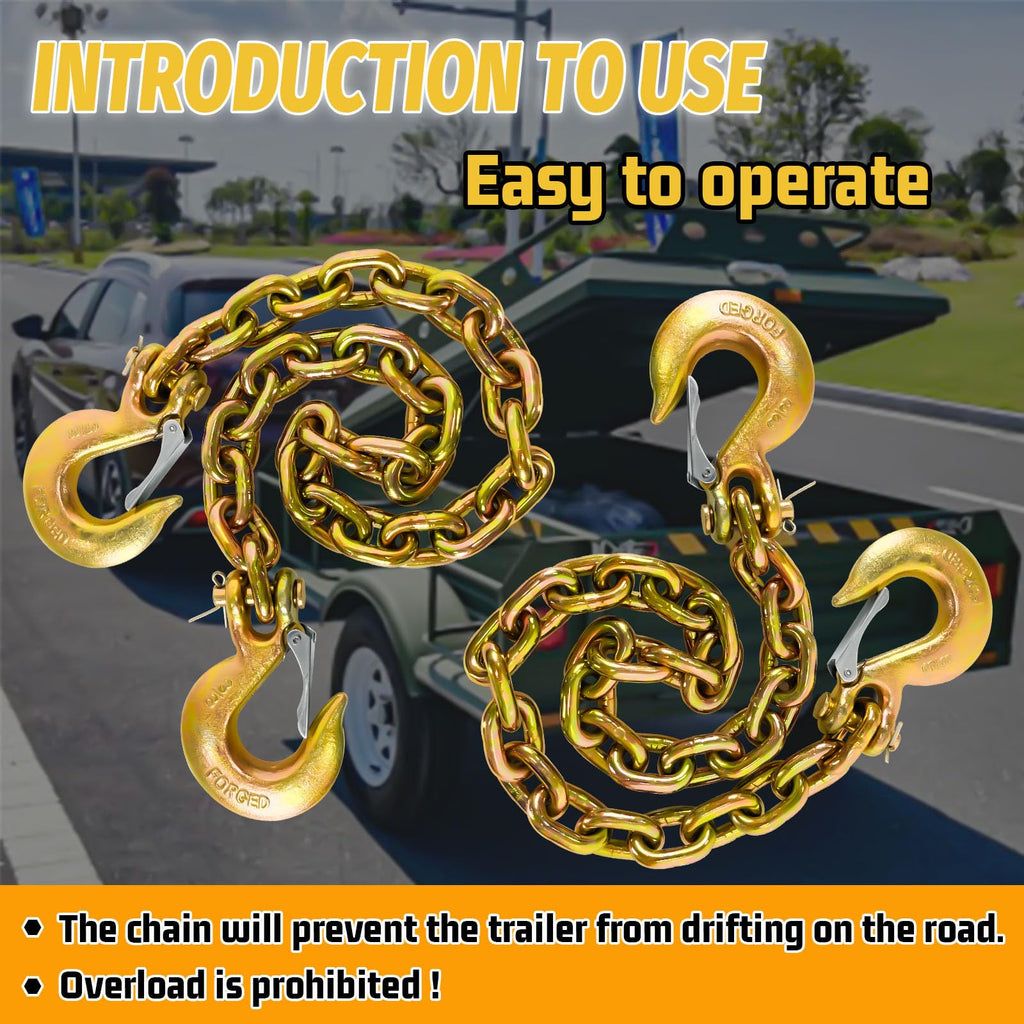 3/8"x36" Galvanized Trailer Safety Chains with Hooks, 2-Pack M882