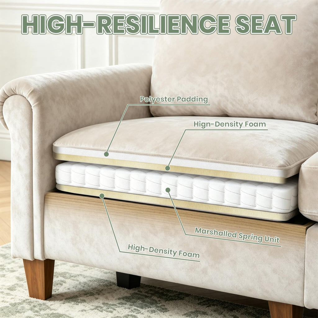 100" L-Shaped Velvet Sectional Sofa with Ottoman G563