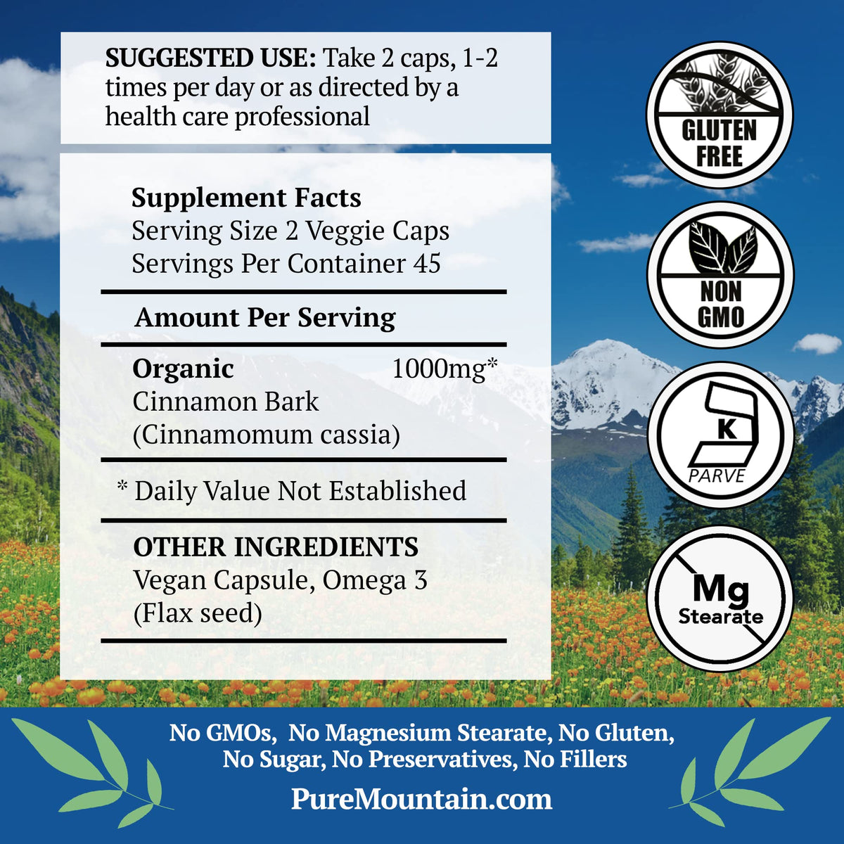 Cinnamon Capsules 1000mg 90 Capsules E452481