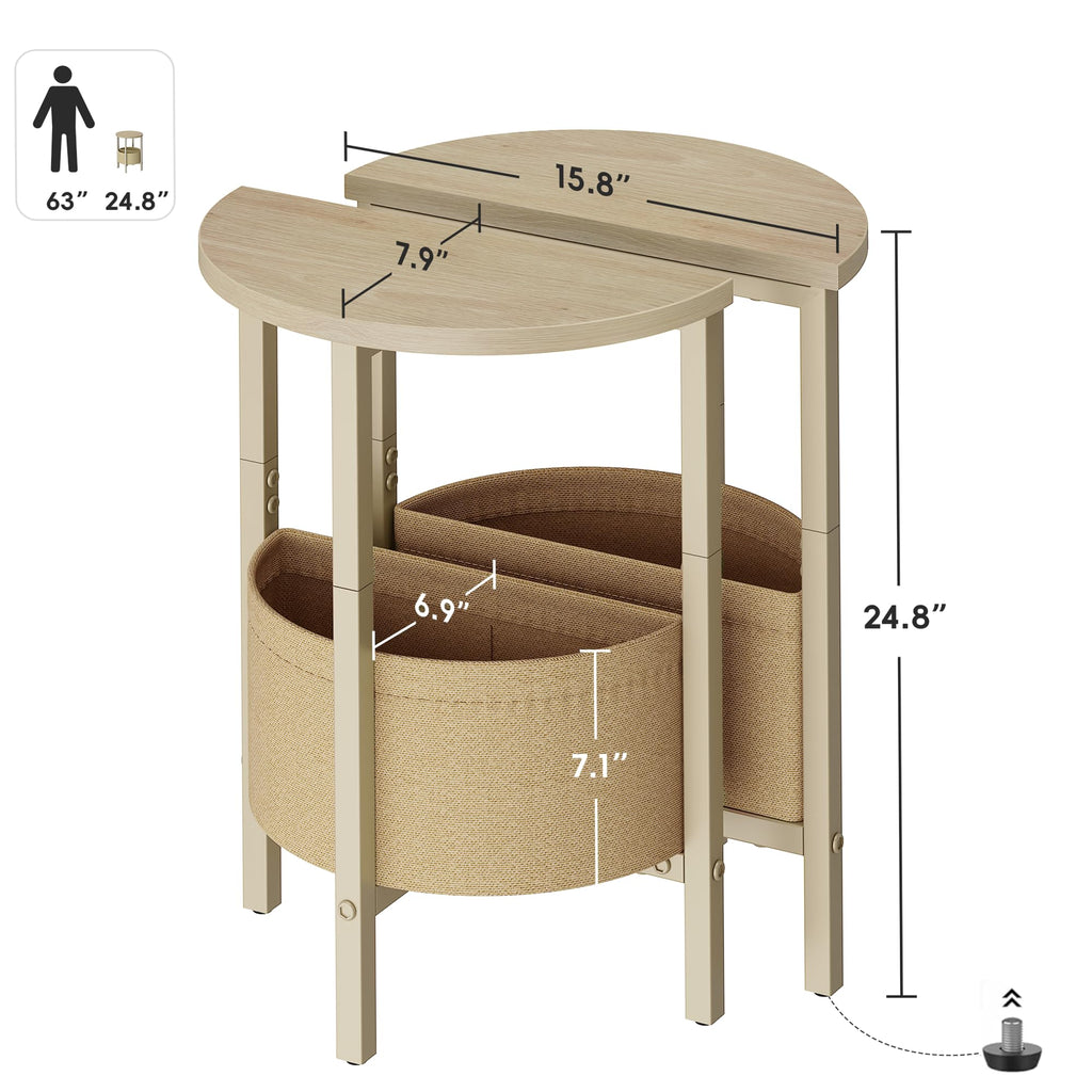 Small Round Side Table with Storage Basket, Set of 2 O675