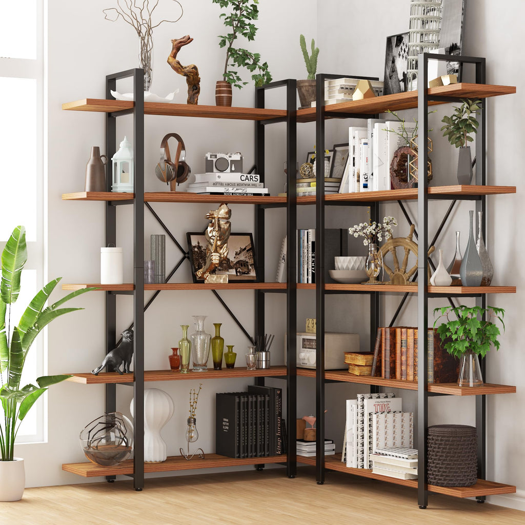 5 Tier Wood and Metal Bookshelf F87348