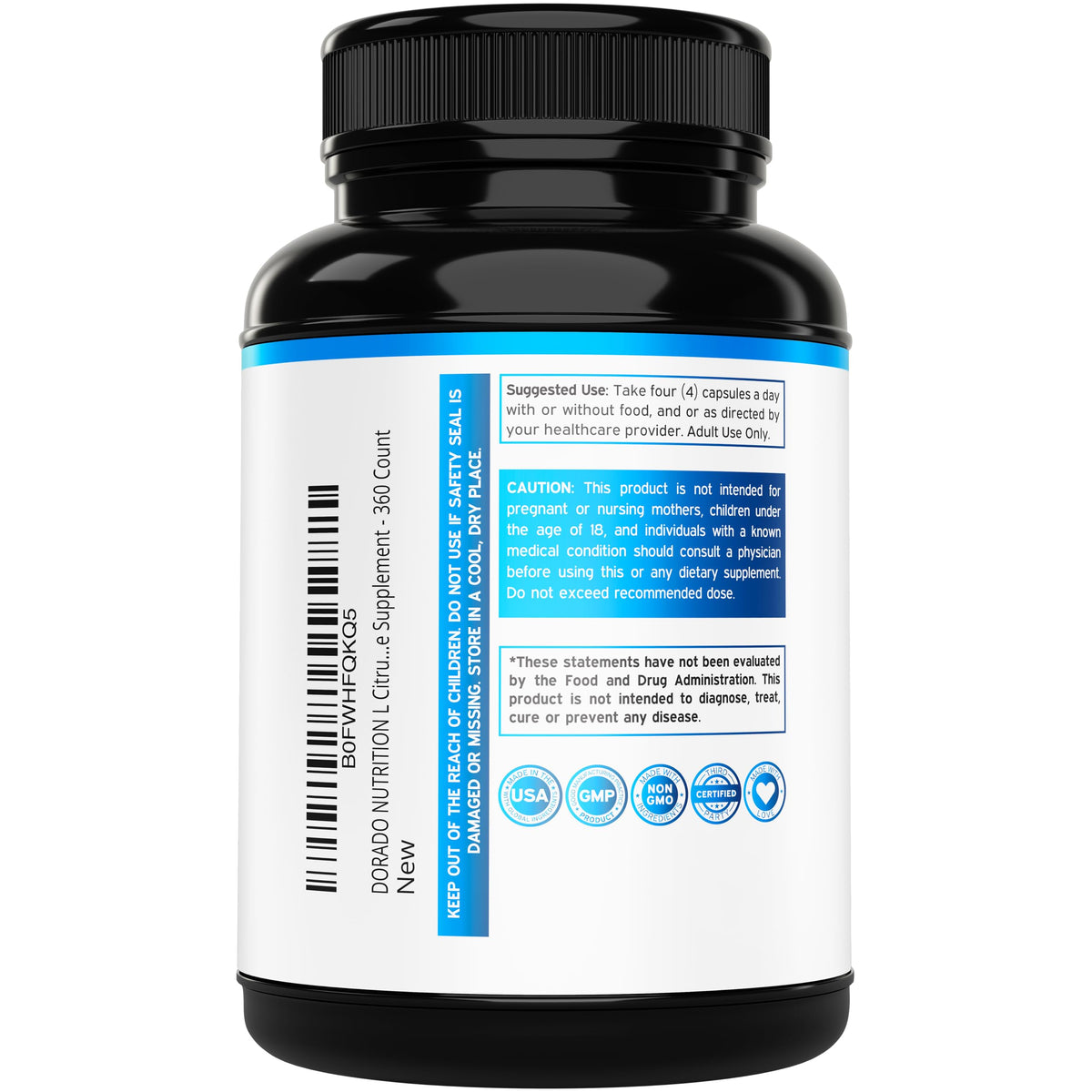 L Citrulline 3000mg 360 Capsules Vegan Non-GMO E166