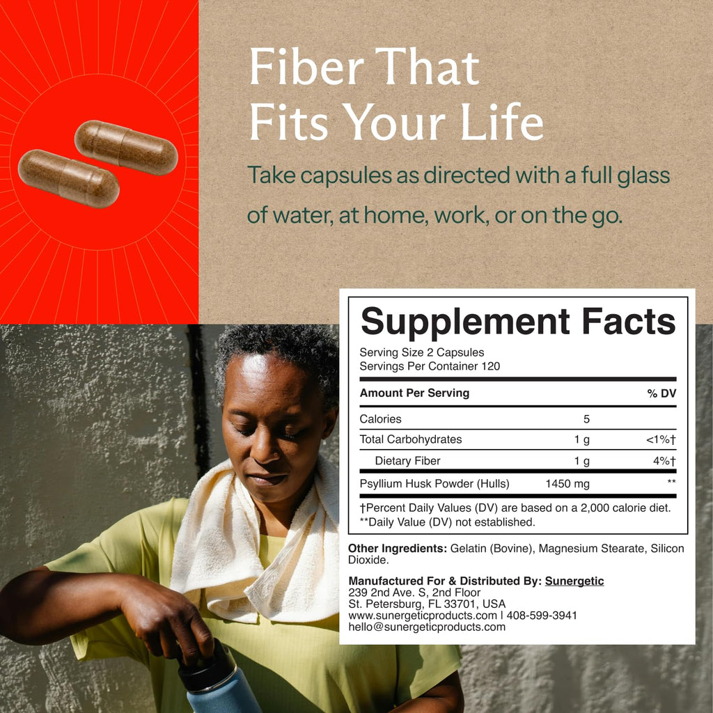 Psyllium Husk Fiber Supplement 1450mg 240 Capsules L93508