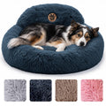 Medium Size Washable Anti-Slip Fluffy Plush Round Dog Bed D497