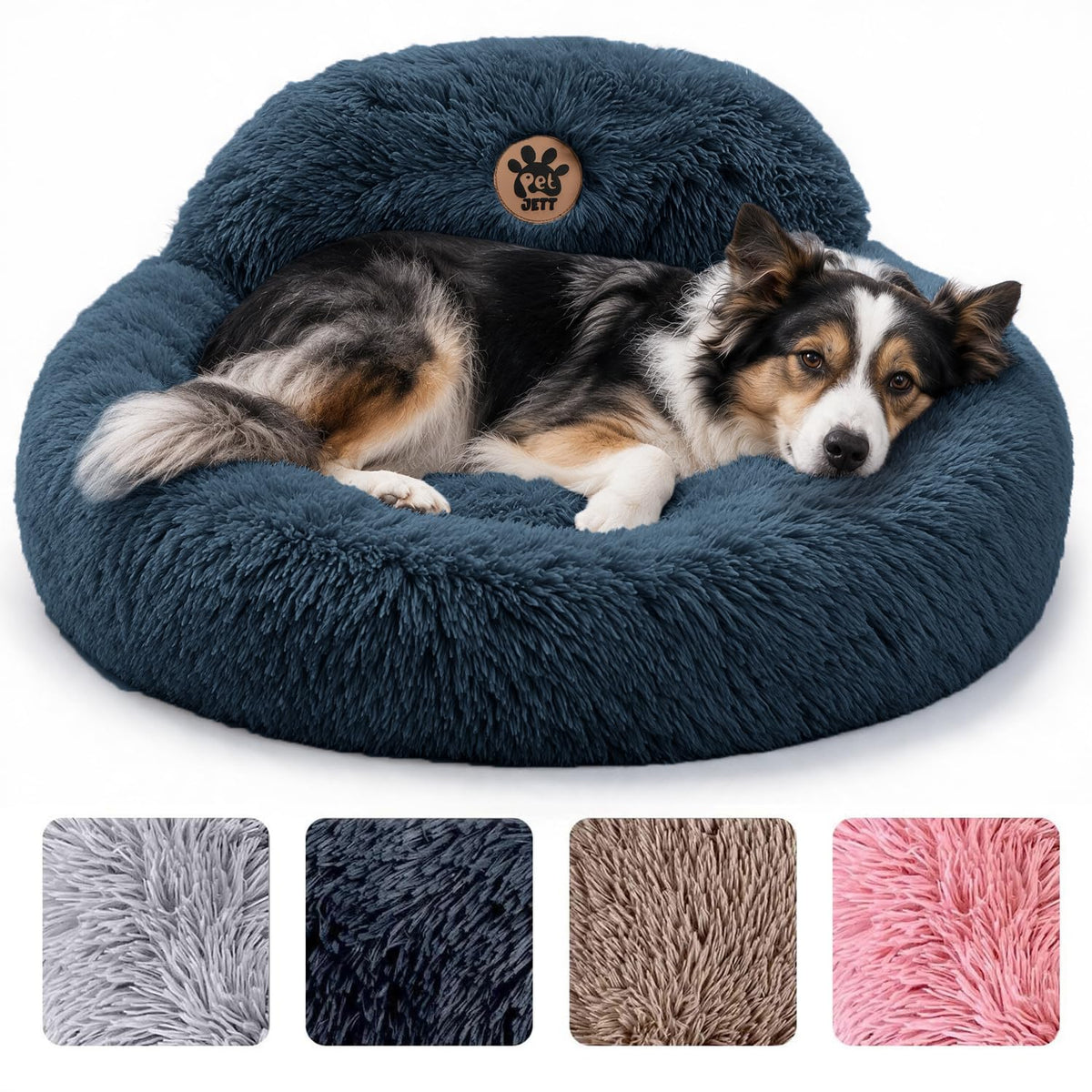 Medium Size Washable Anti-Slip Fluffy Plush Round Dog Bed D497