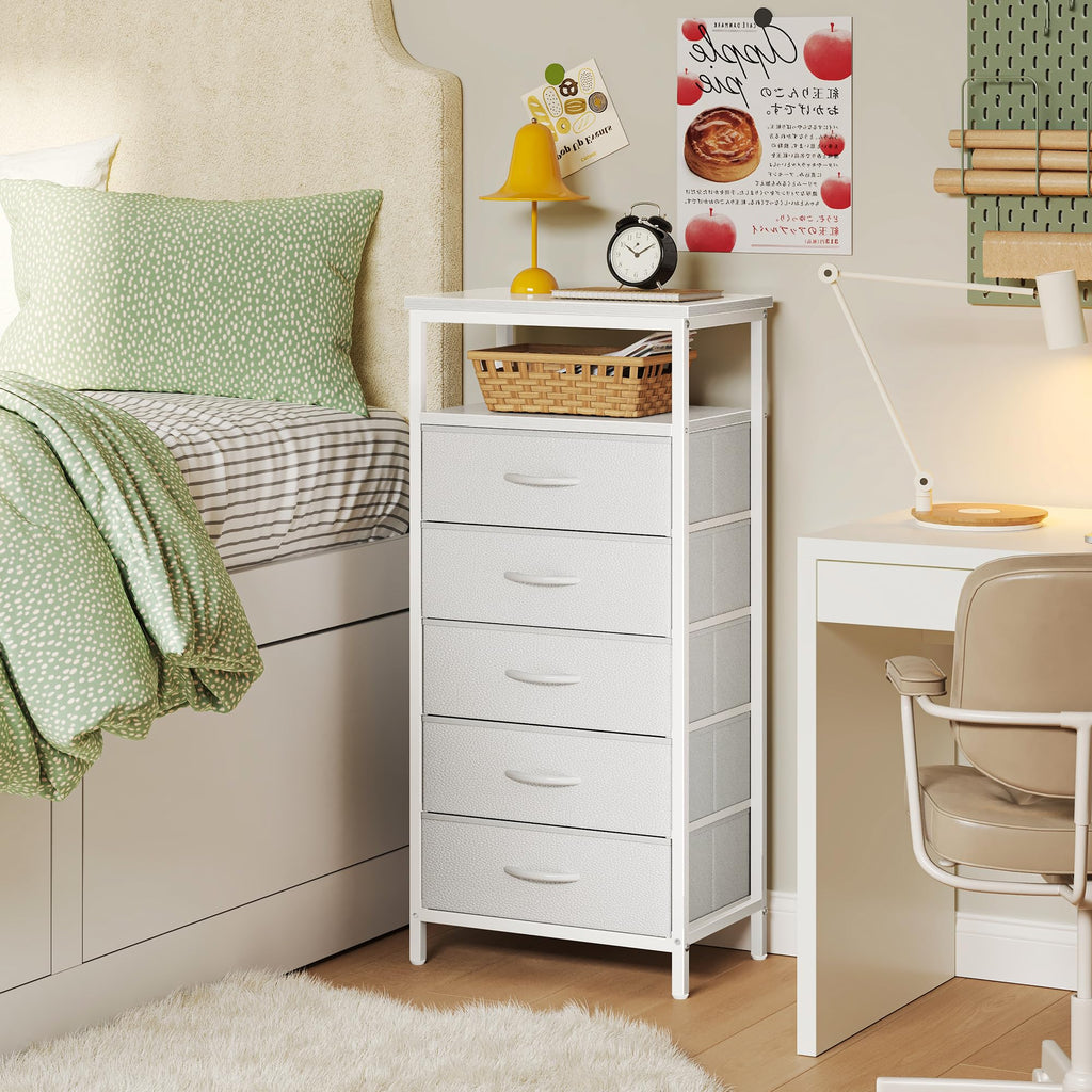 White 5 Drawer Dresser with Charging Station P93133