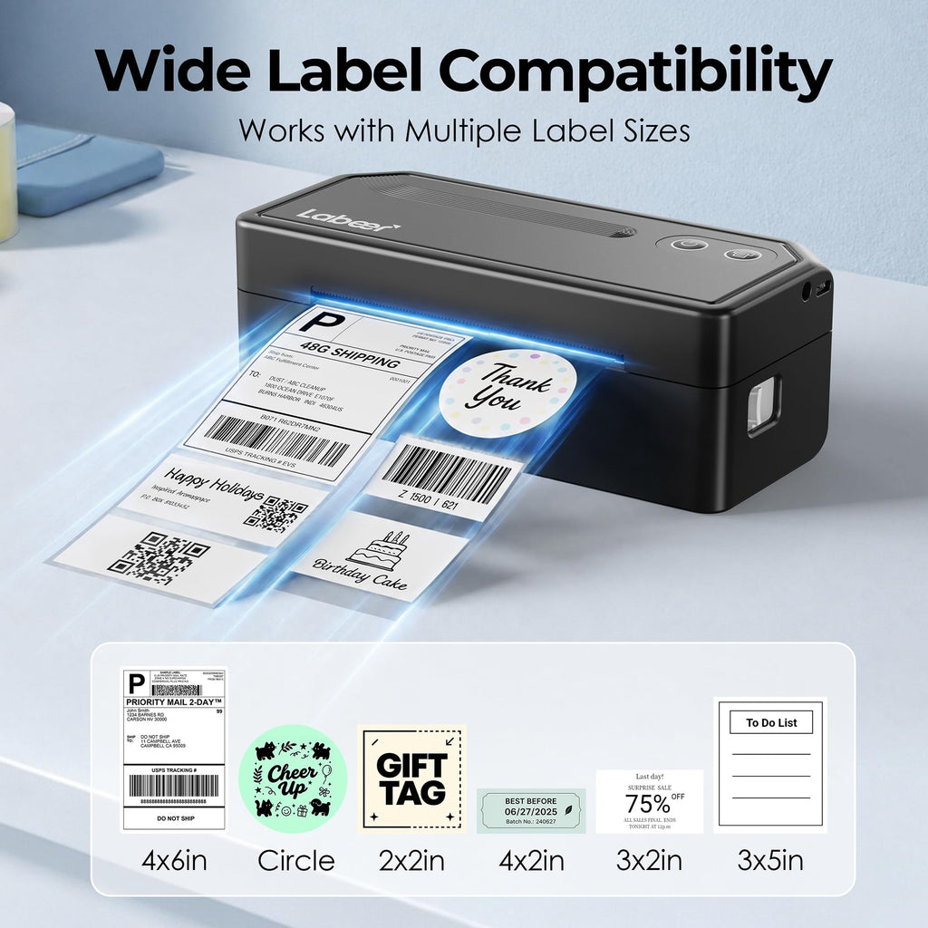 Bluetooth Thermal Shipping Label Printer Black F1901