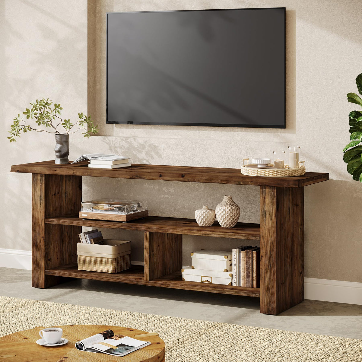 Dark Brown Solid Wood TV Stand N20556