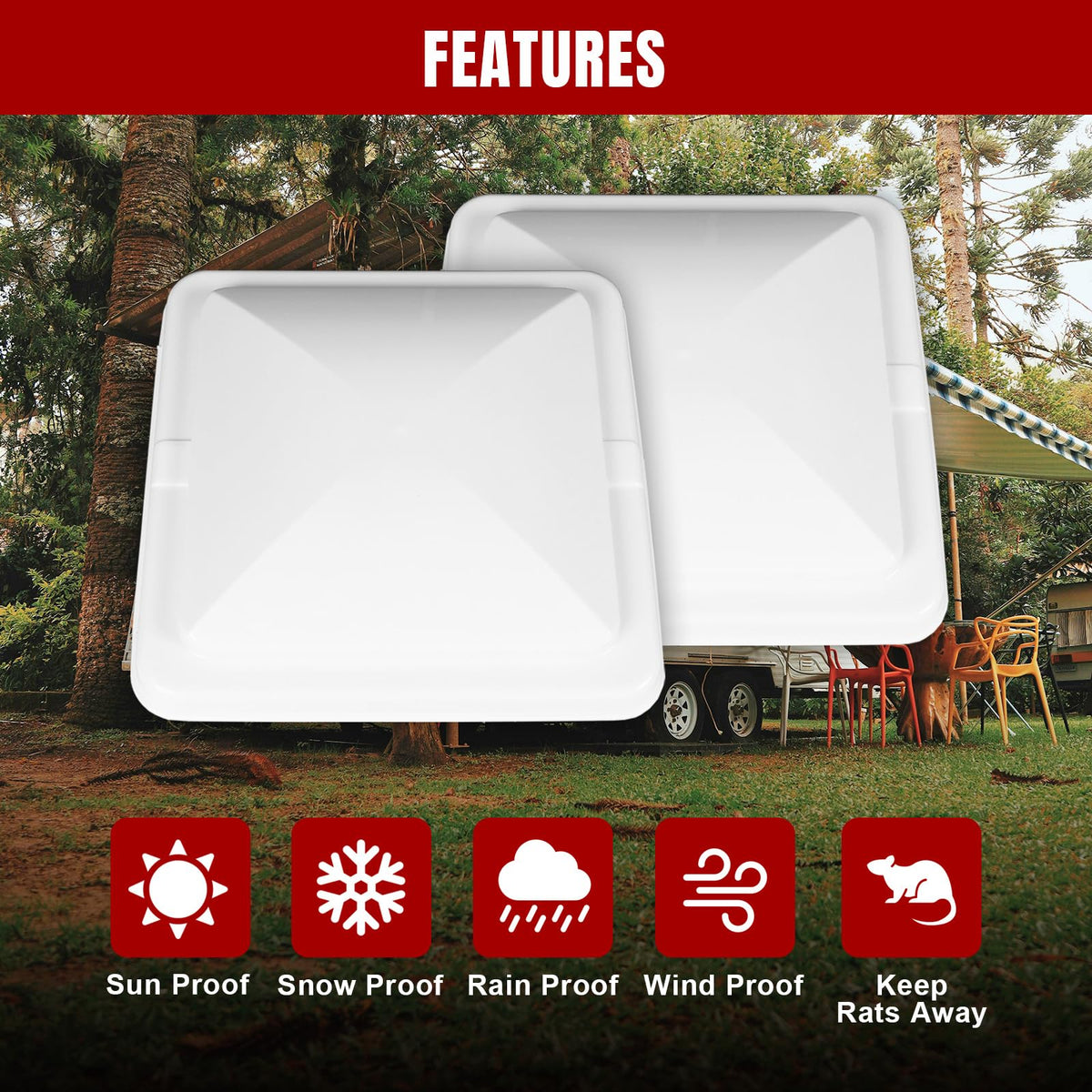 2 Pack 14 Inch White RV Vent Covers J97046