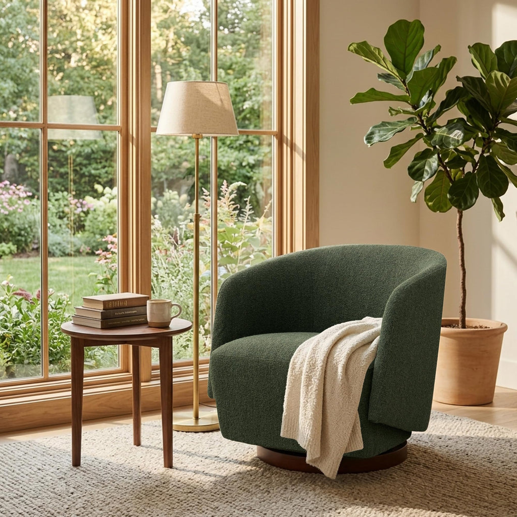 Boucle Swivel Accent Chairs Set of 2 Green K531452