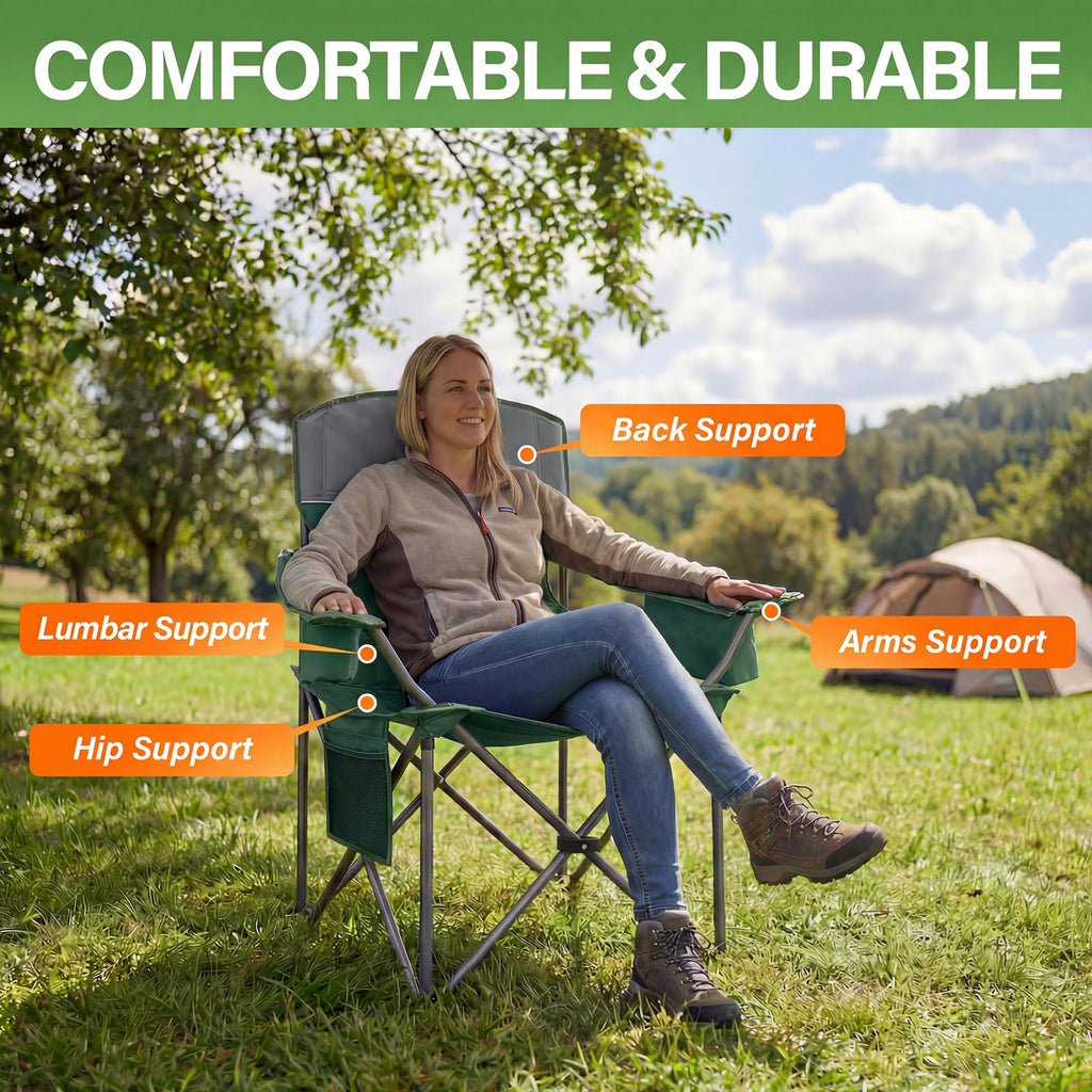 Oversized 2 Pack Heavy Duty Padded Camping Chair with Cooler Bag C225550