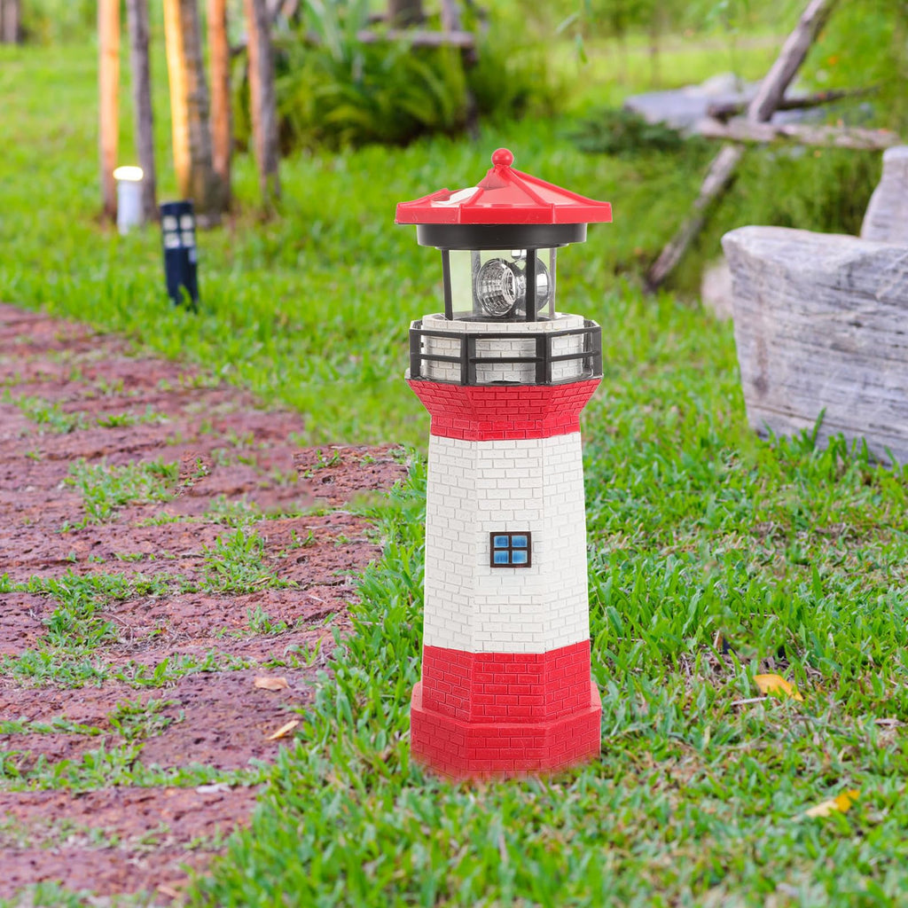 Solar Powered Rotating Lighthouse Resin LED Light Z771048