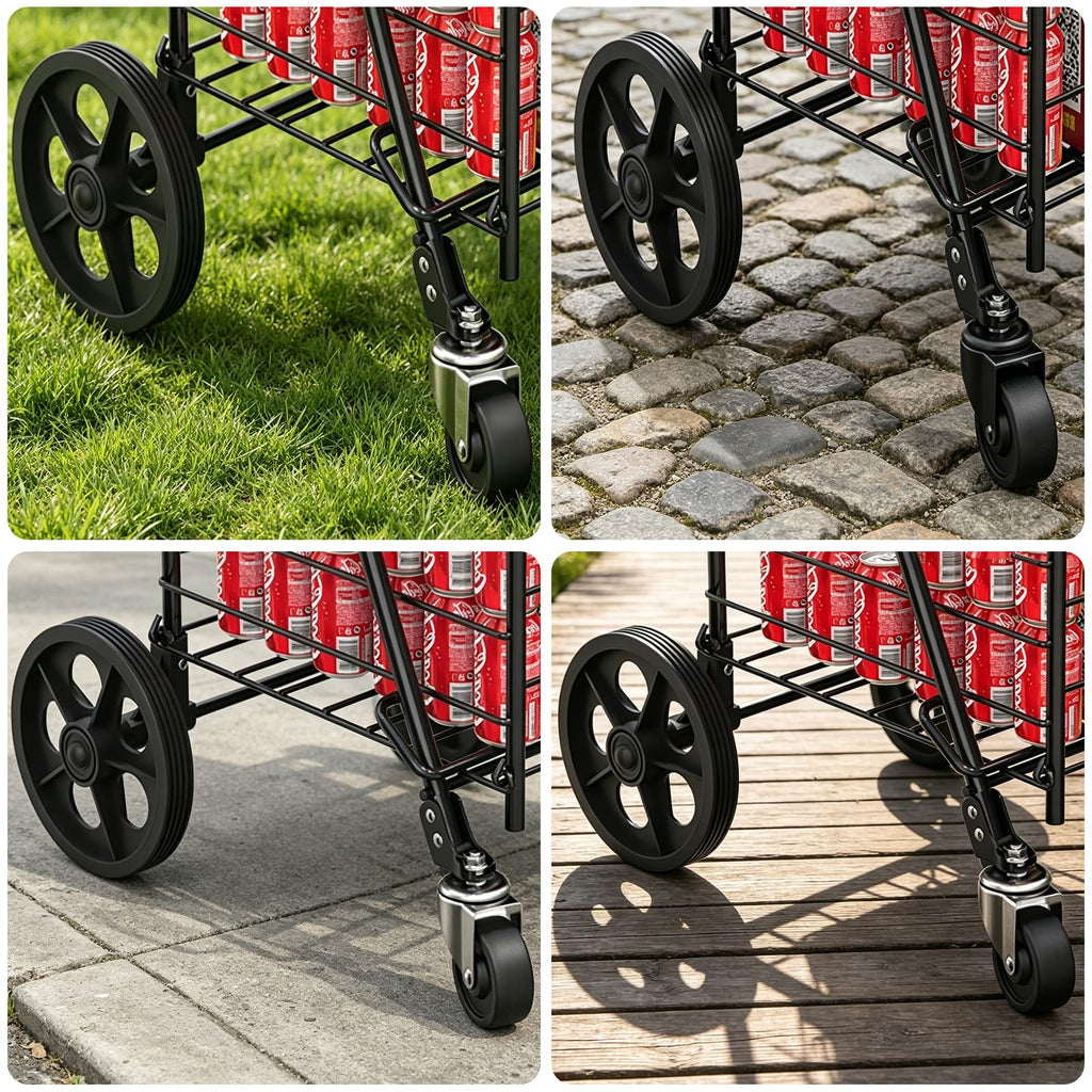 Grocery Shopping Cart with Swivel Wheels, Collapsible Utility Cart M7518