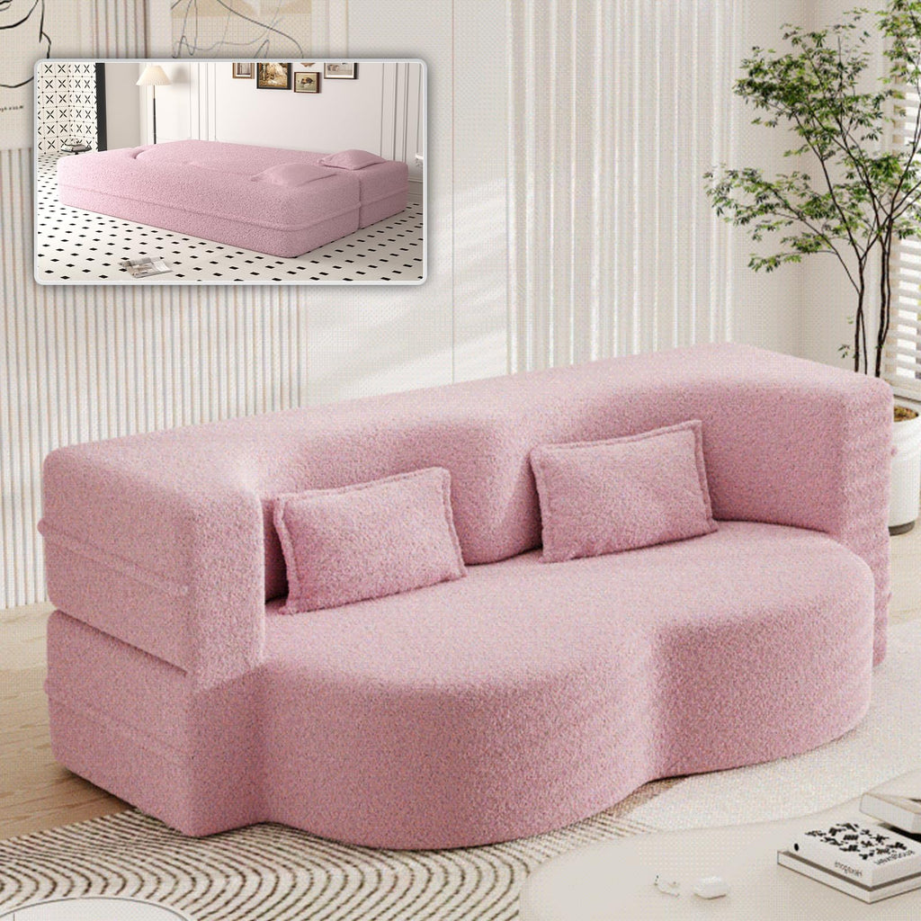 78" Full Size Pink Folding Sofa Bed W384877