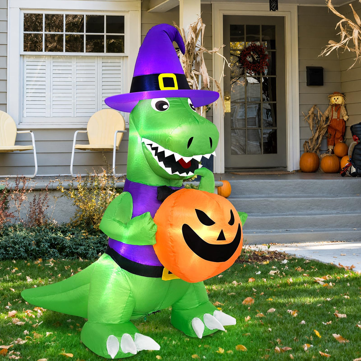 4 Ft Halloween Inflatables Witch Dinosaur P390