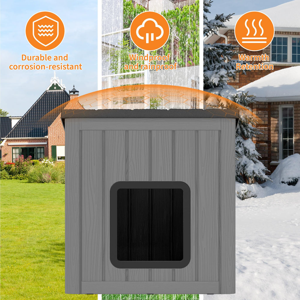 Weatherproof PP Plastic Dog House with Sloped Roof W732870