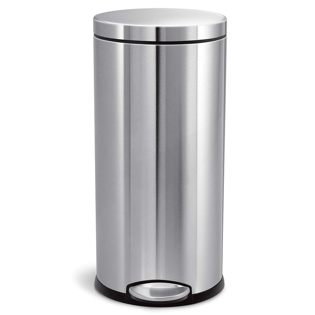 30L Brushed Stainless Steel Round Step Trash Can L966136