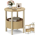 Small Round Side Table with Storage Basket, Set of 2 O675
