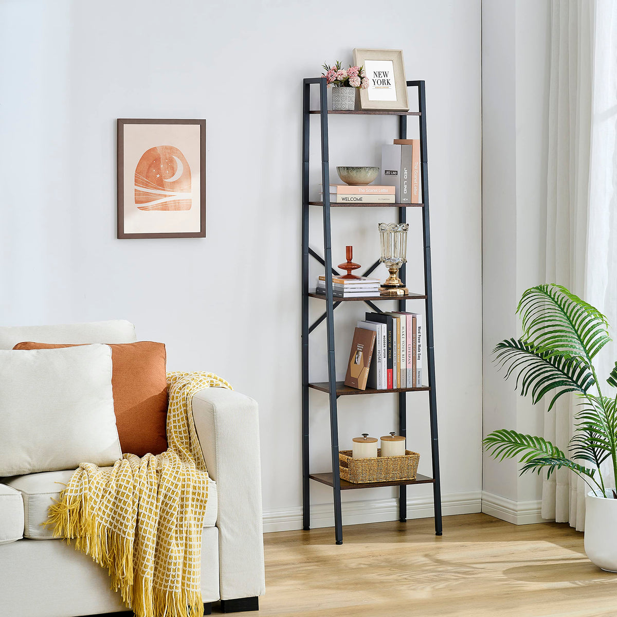 5-Tier Metal Ladder Bookshelf F11628