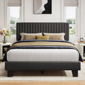 Queen Size Upholstered Platform Bed with Linen Headboard E12858