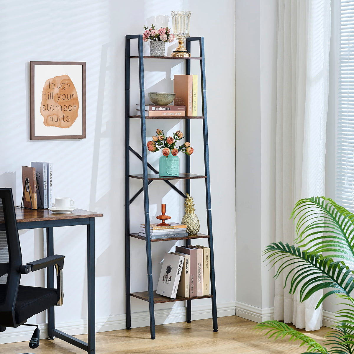 5-Tier Metal Ladder Bookshelf F11628